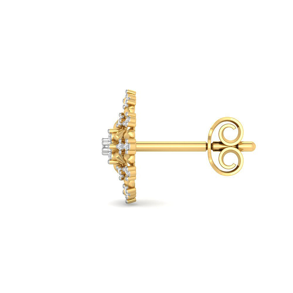 Dazzling Floral Charm Diamond Studs 9K