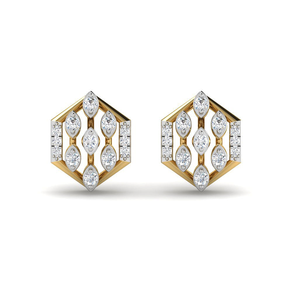 Bold Hexa Shimmer 9K Diamond Studs