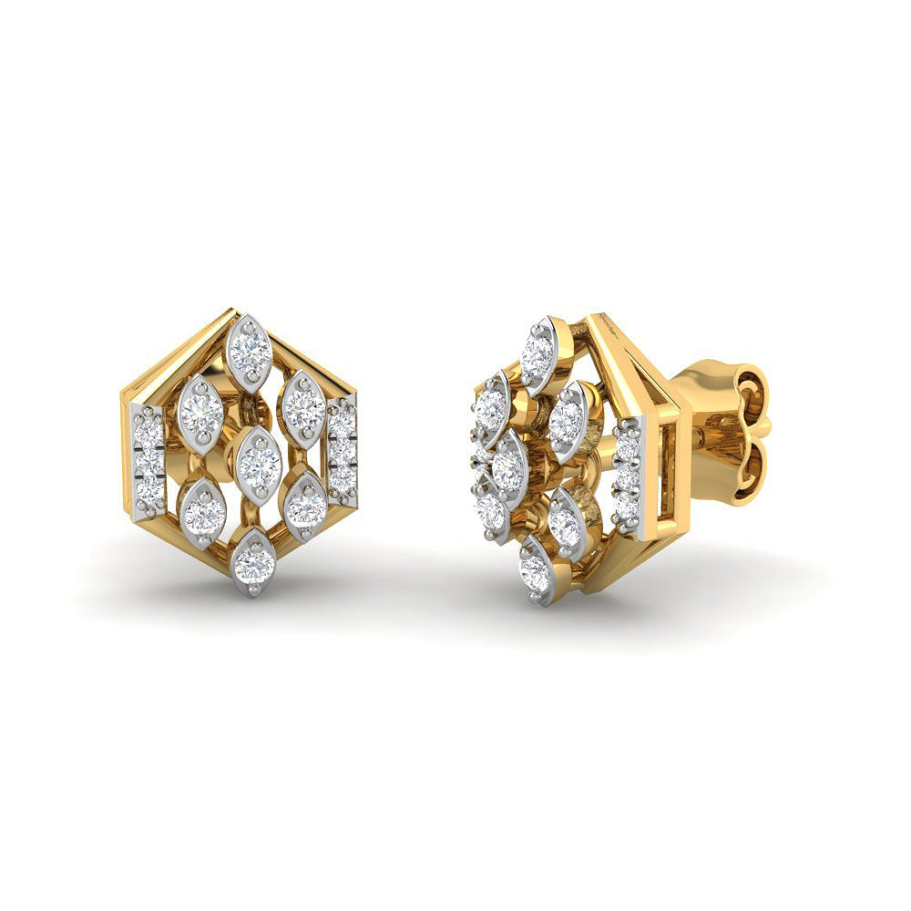 Bold Hexa Shimmer 9K Diamond Studs
