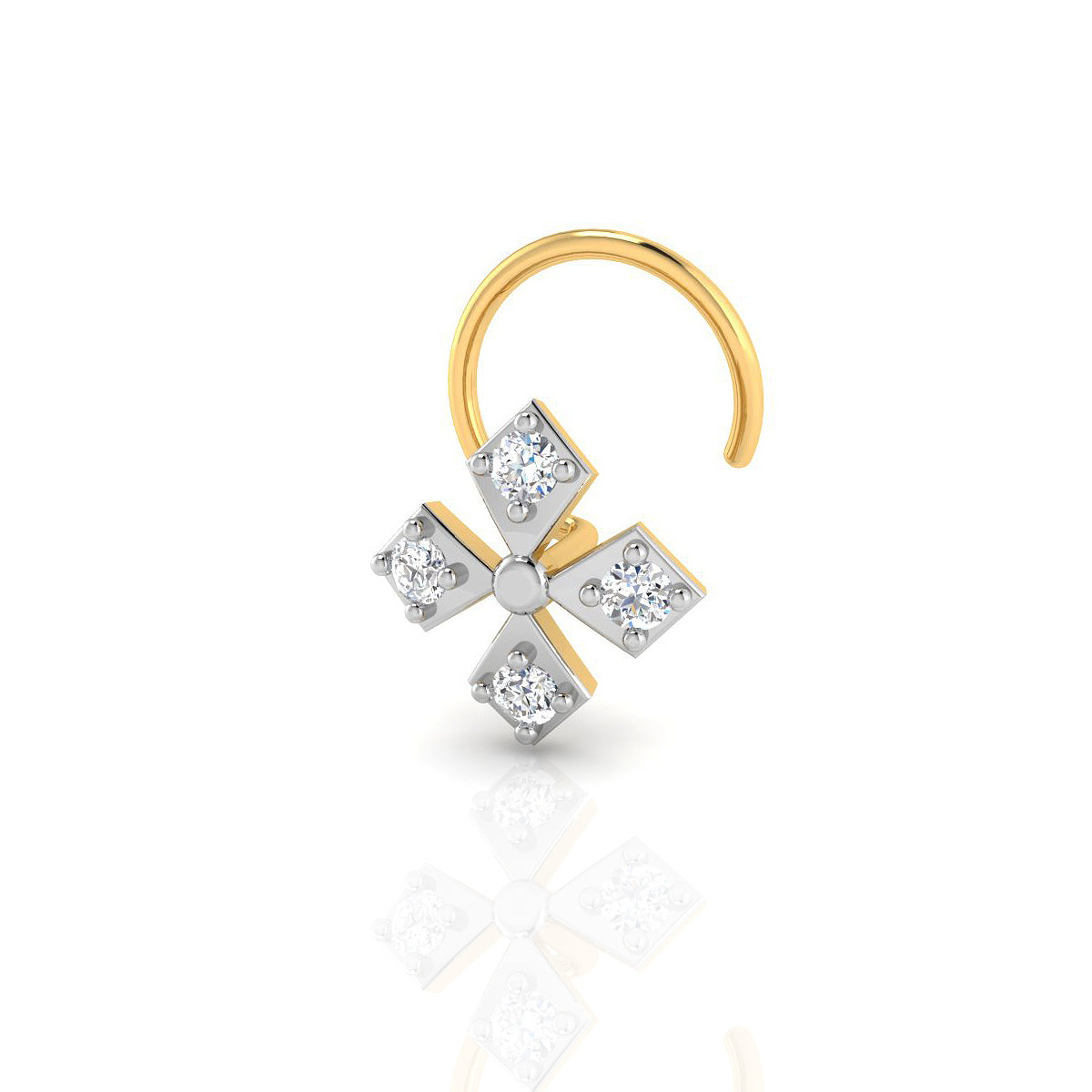 Twinkling Clover Gold Nose Pin