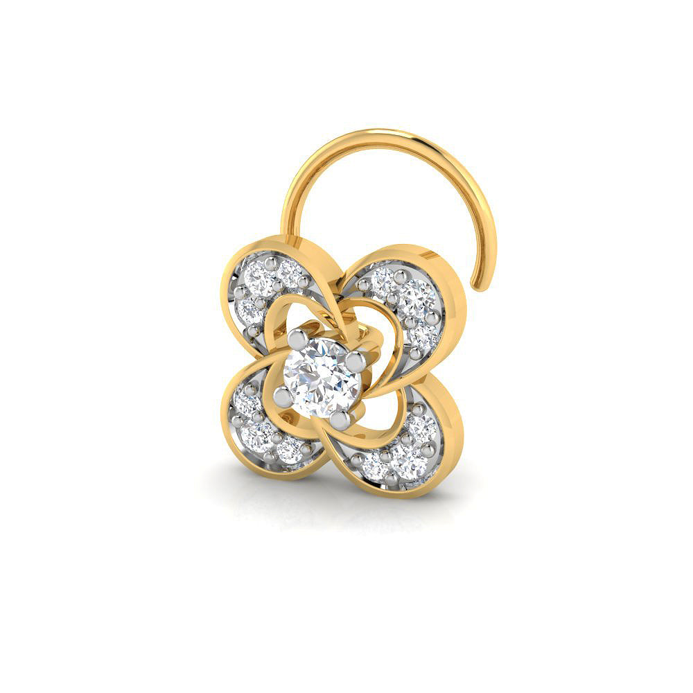 Shimmering Bloom Gold Nose Pin