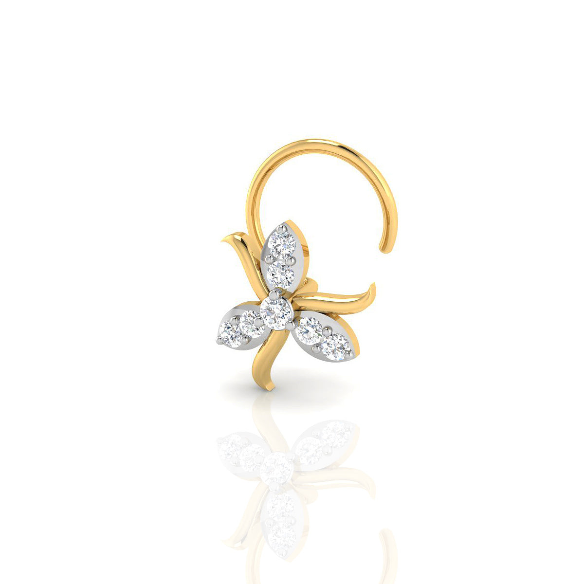 Sparkling Clover Gold Nose Pin