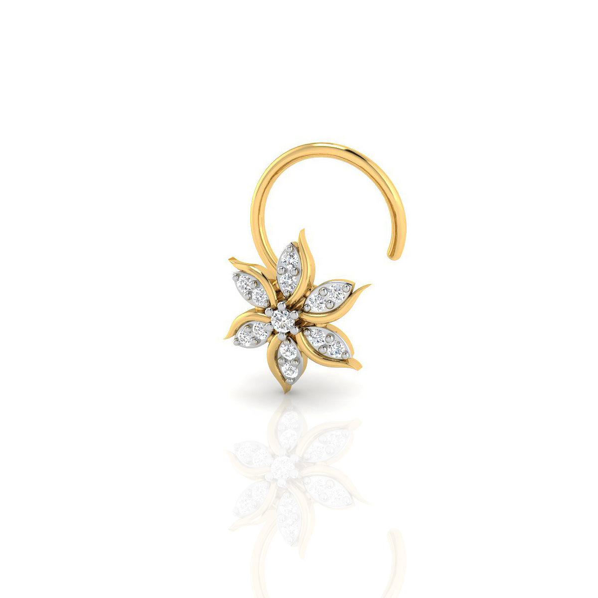 Sparkling Bloom Gold Nose Pin