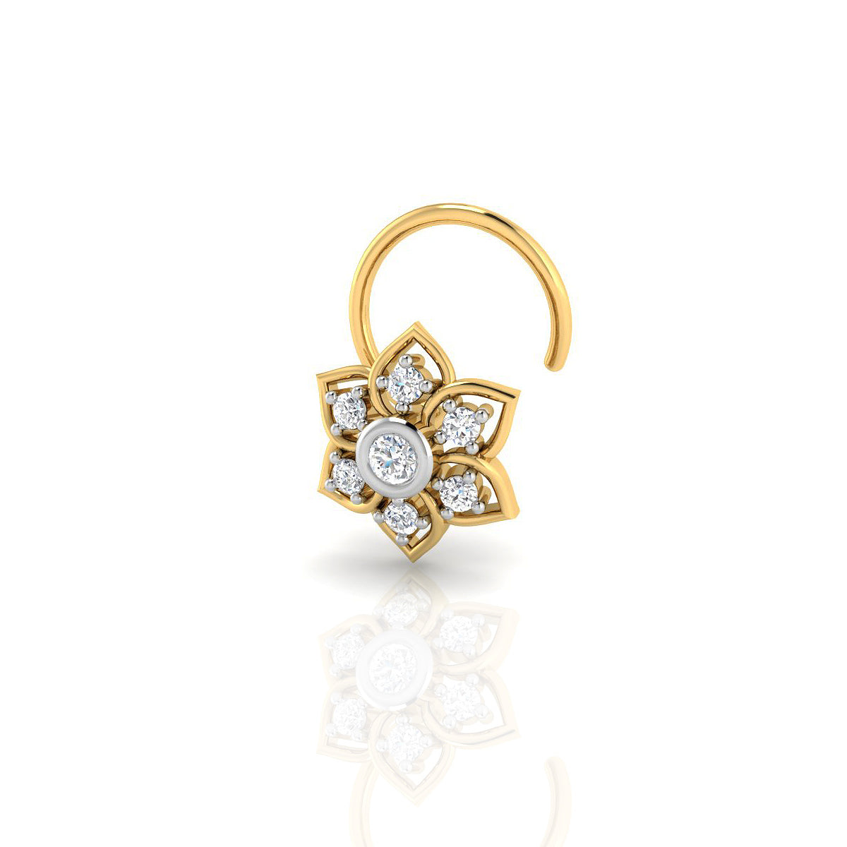 Glimmering Bloom Gold Nose Pin