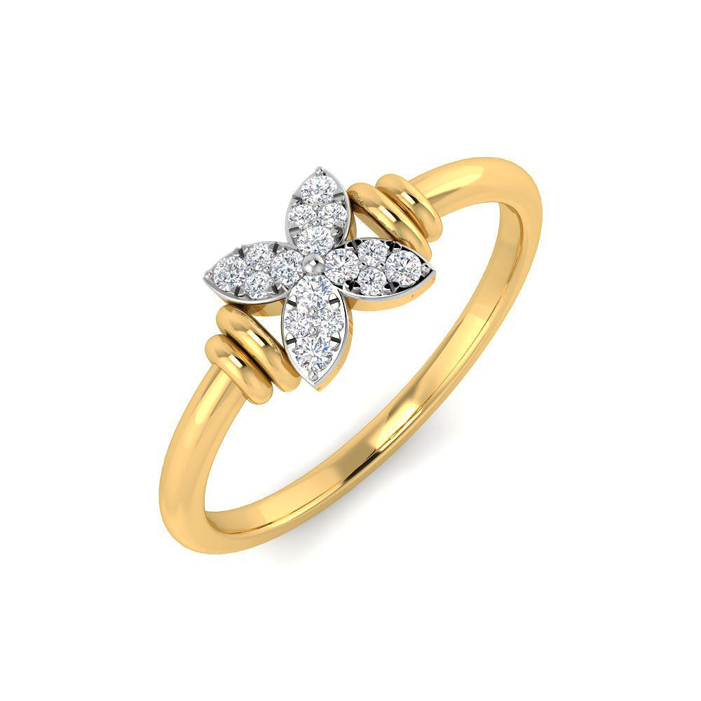 Mesmeric Shine Diamond Clover Ring 9K