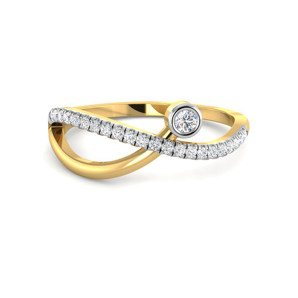Modern Twirl 9K Diamond Ring