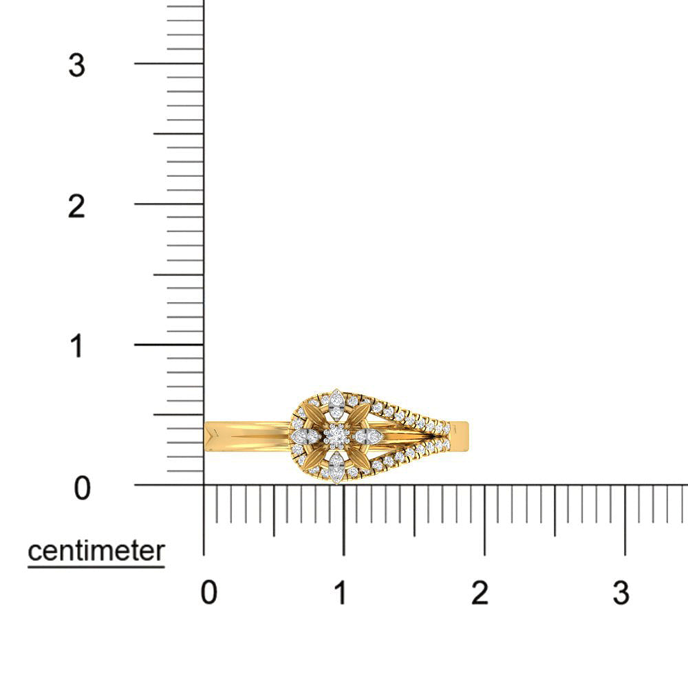 Shimmering Paisley Bloom 9K Diamond Ring