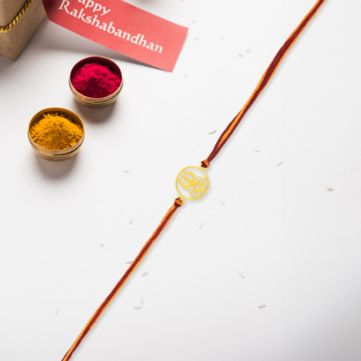 Divine Trishul Silver Rakhi with Spiritual Symbolism