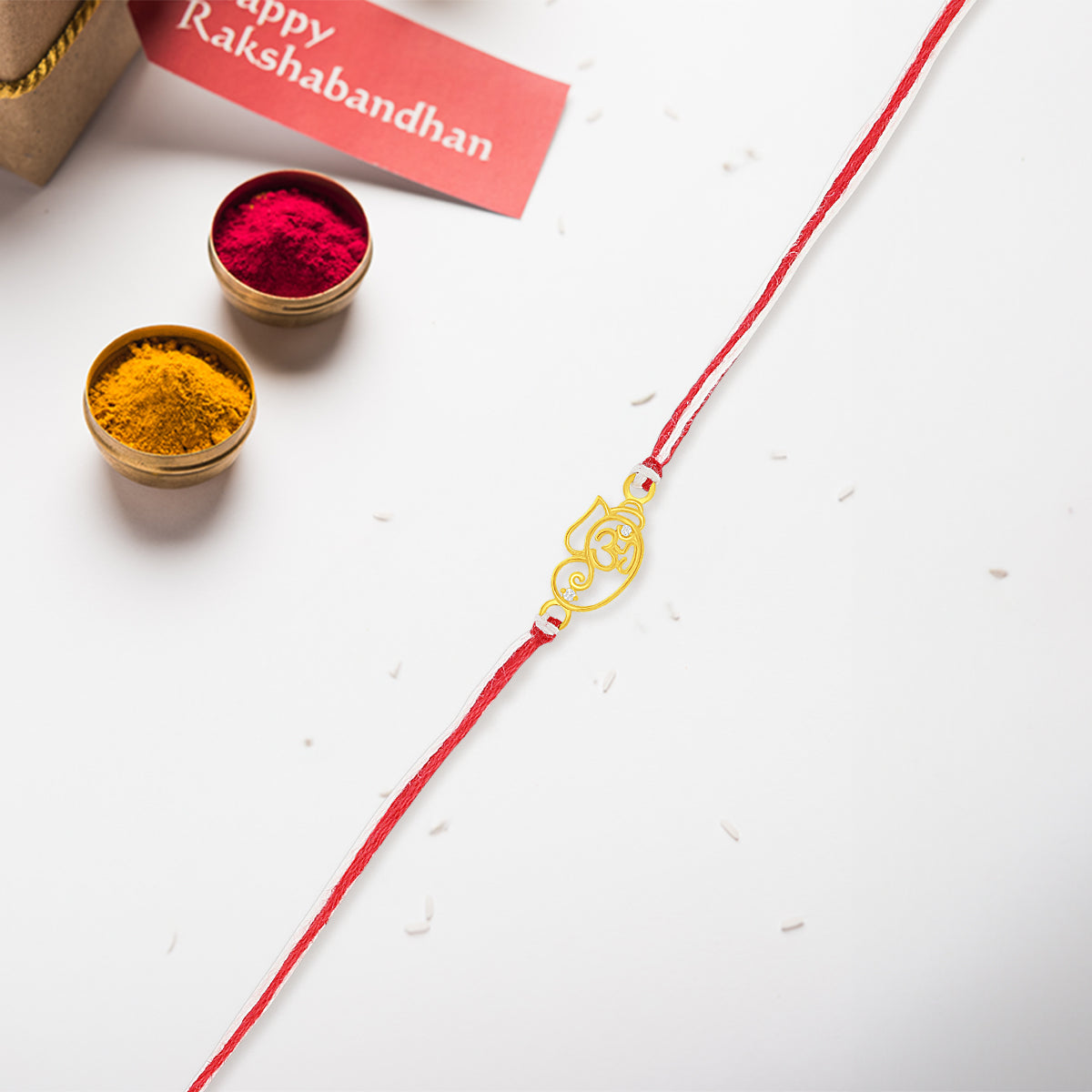 Divine Duo Om and Ganesha Silver Rakhi