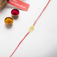 Divine Duo Om and Ganesha Silver Rakhi