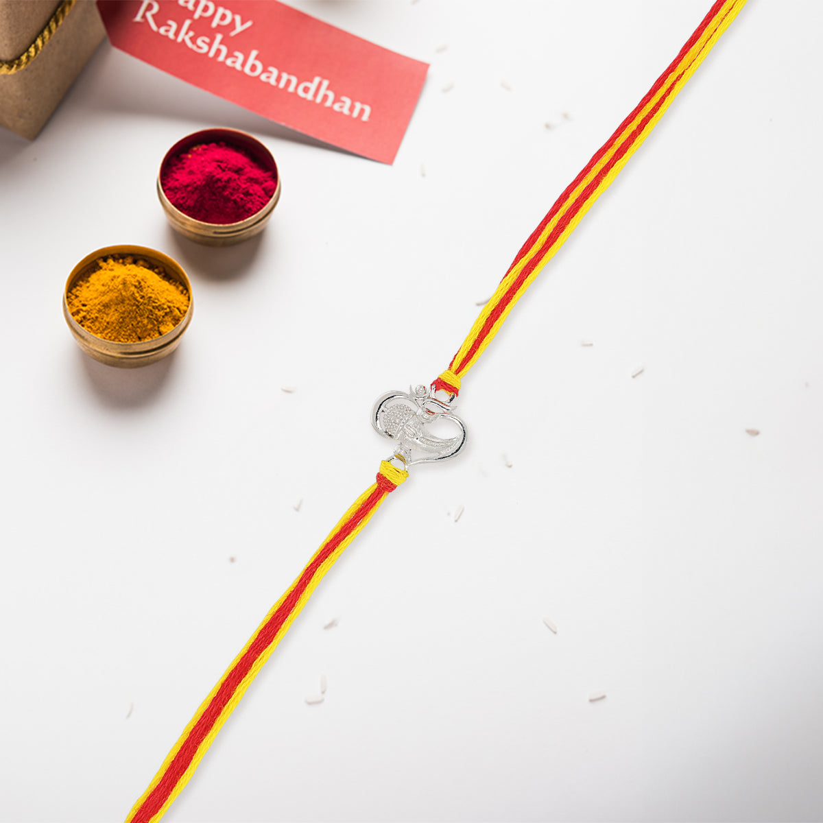Silver Ganesha Rakhi Blessings of Wisdom and Protection