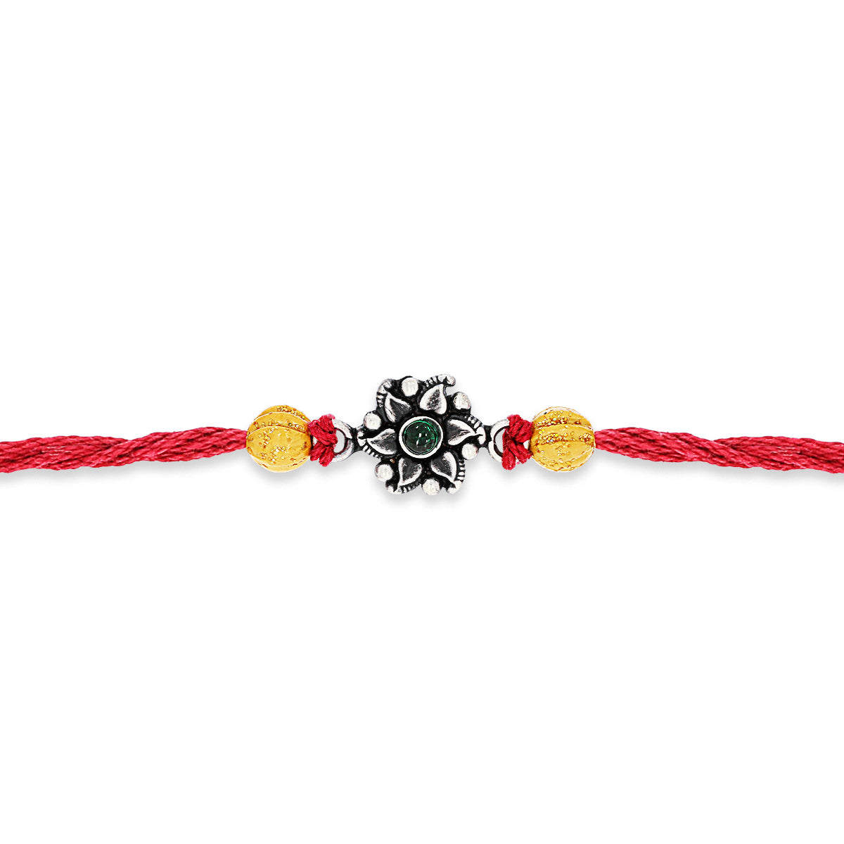 Symbolic Flower Silver Rakhi Thread of Love