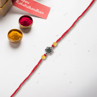 Symbolic Flower Silver Rakhi Thread of Love