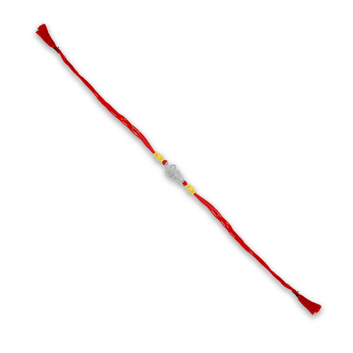 Designer Silver Rakhi with Trishul and Shiv Name