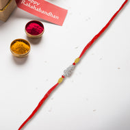 Designer Silver Rakhi with Trishul and Shiv Name