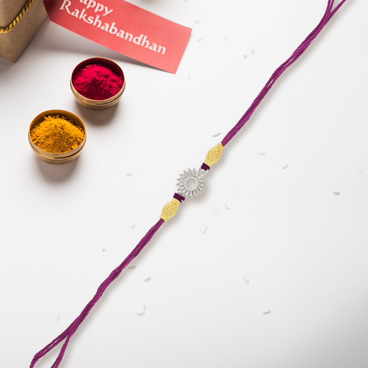 Silver Sun Charm Rakhi
