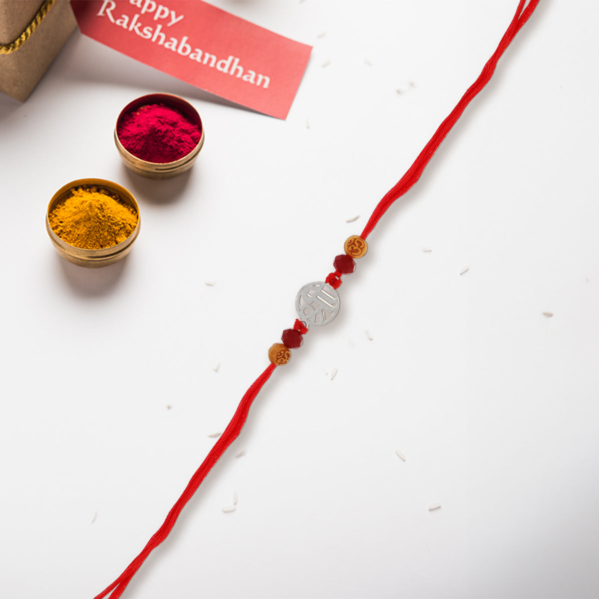 Spiritual Shree Silver Rakhi Auspicious Bond of Love