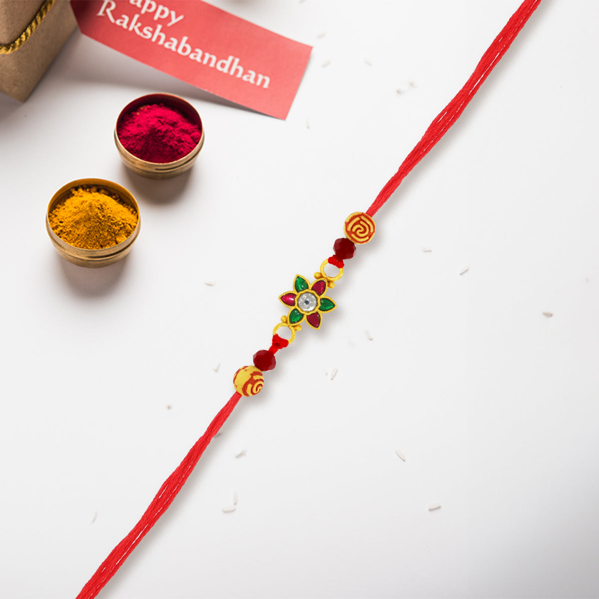 Blossoming Gem Silver Rakhi
