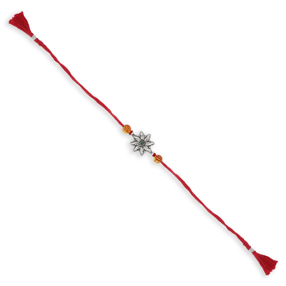 Radiant flower Silver Rakhi