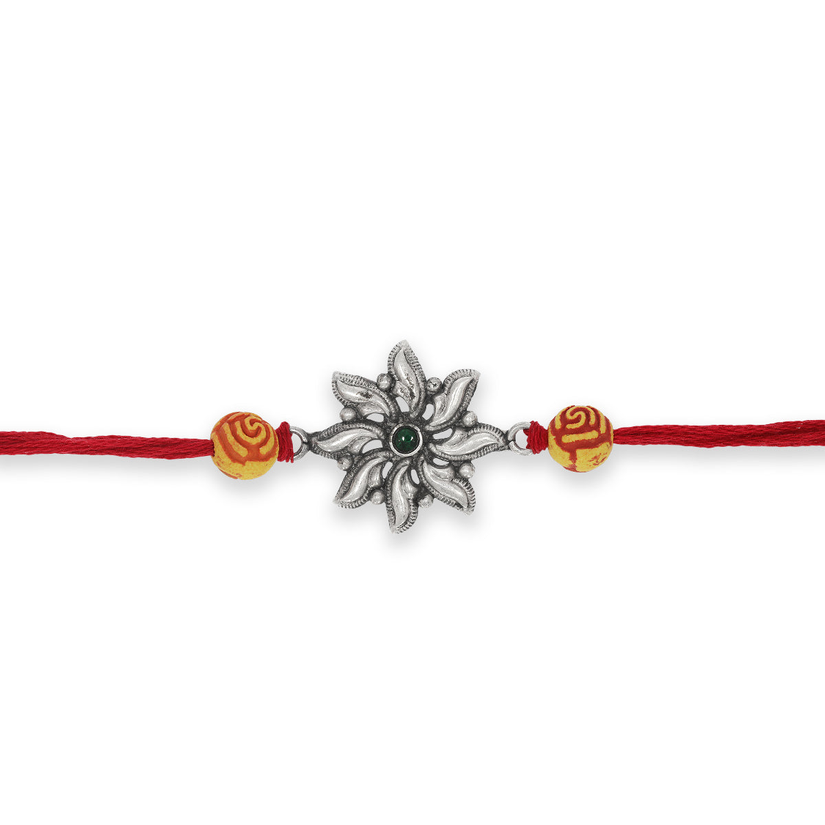 Radiant flower Silver Rakhi