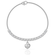 Diamond Heart Bracelet in Sterling Silver