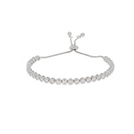 925 Sterling Polished Silver Lovely Bling Tennis Bracelet