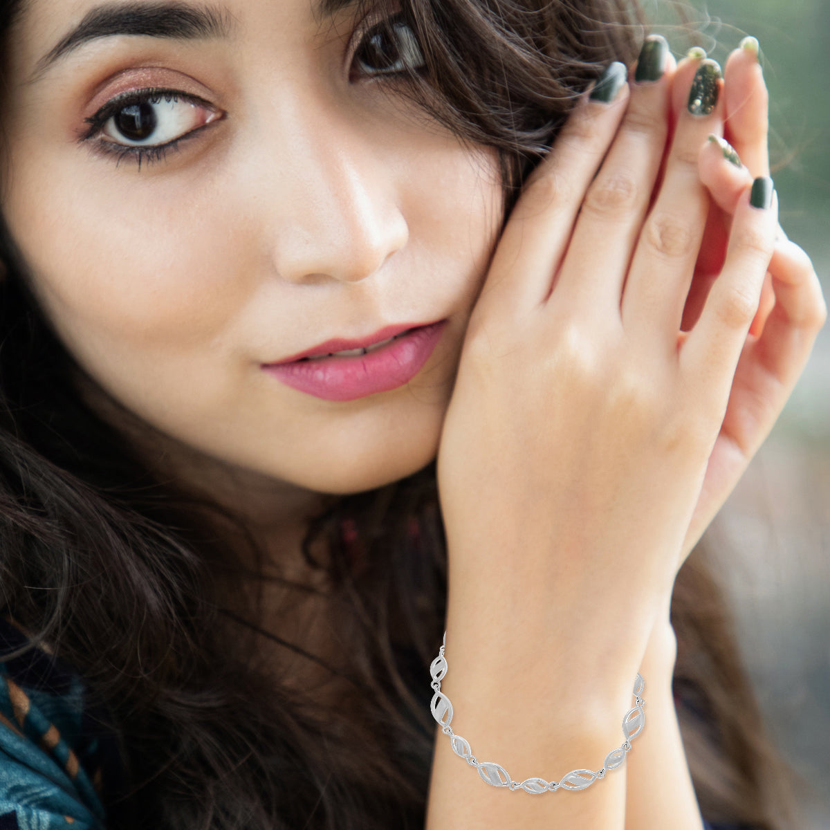 Engraved Link Silver Bracelet