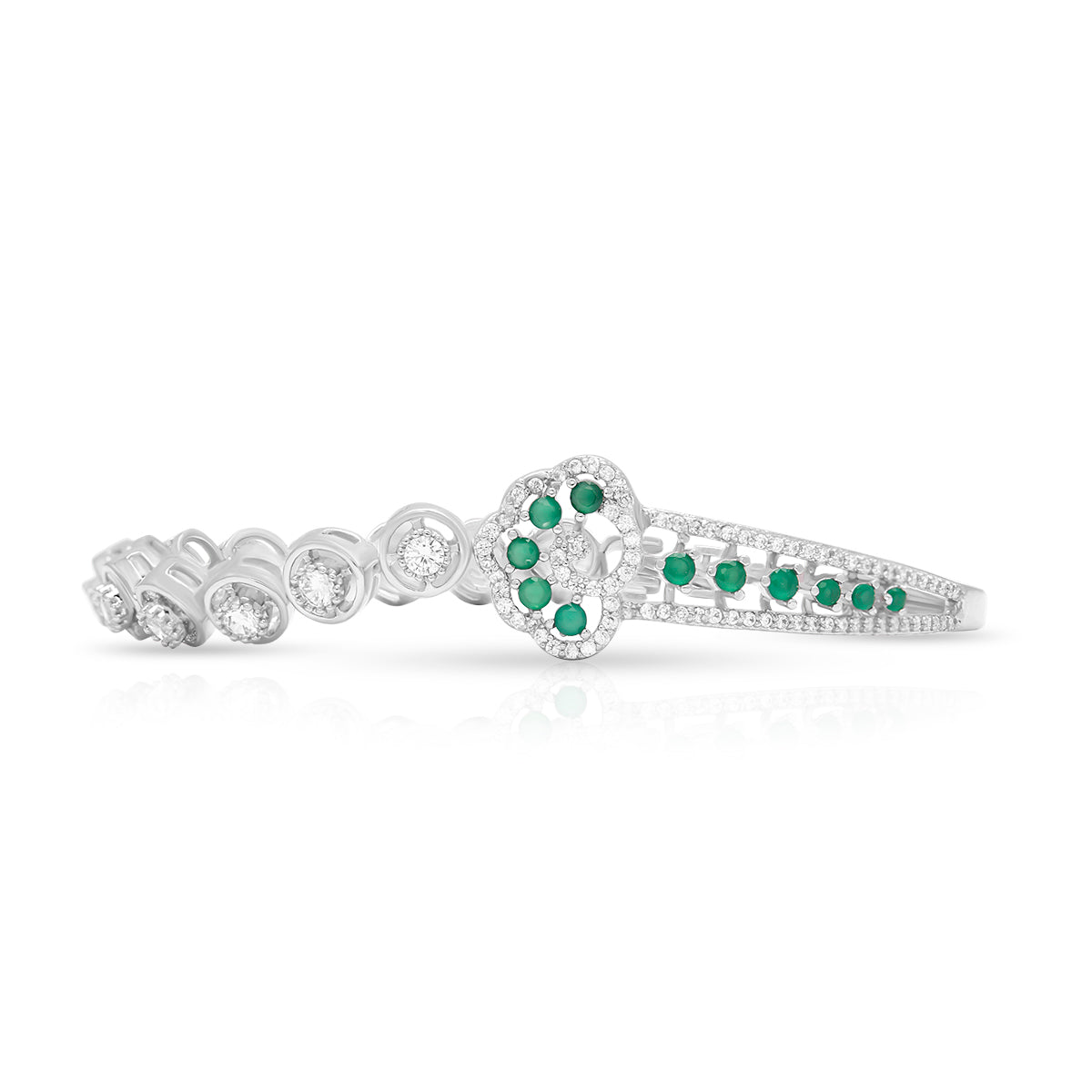 Crystal Loop Green Stone Bracelet