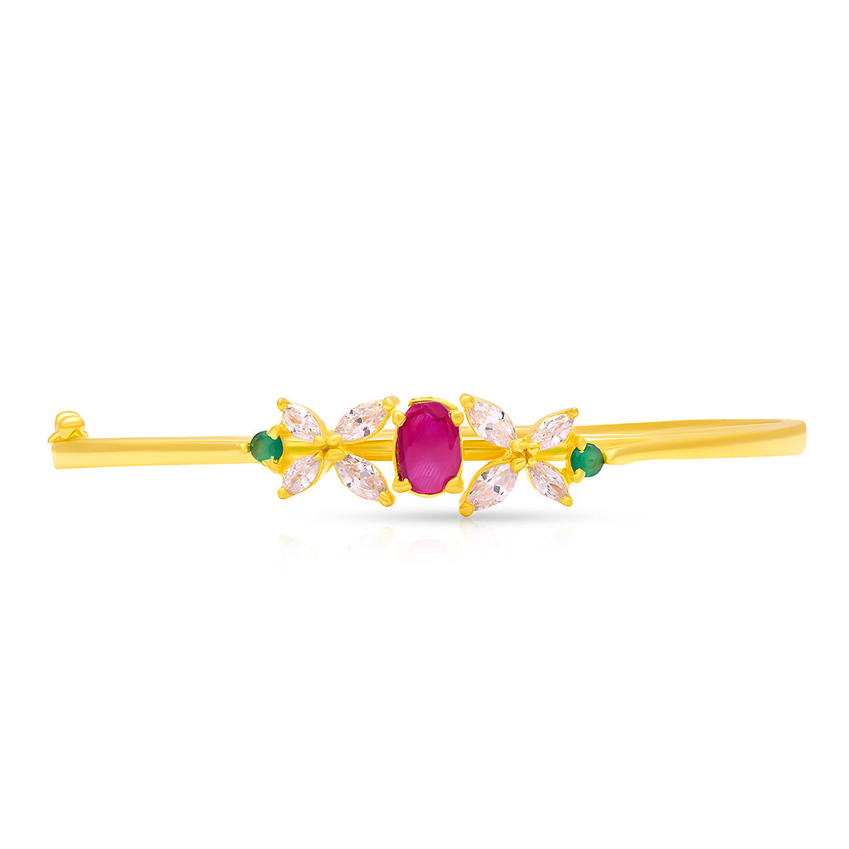 Graceful Gem-Studded Floral Gold Plated Bracelet