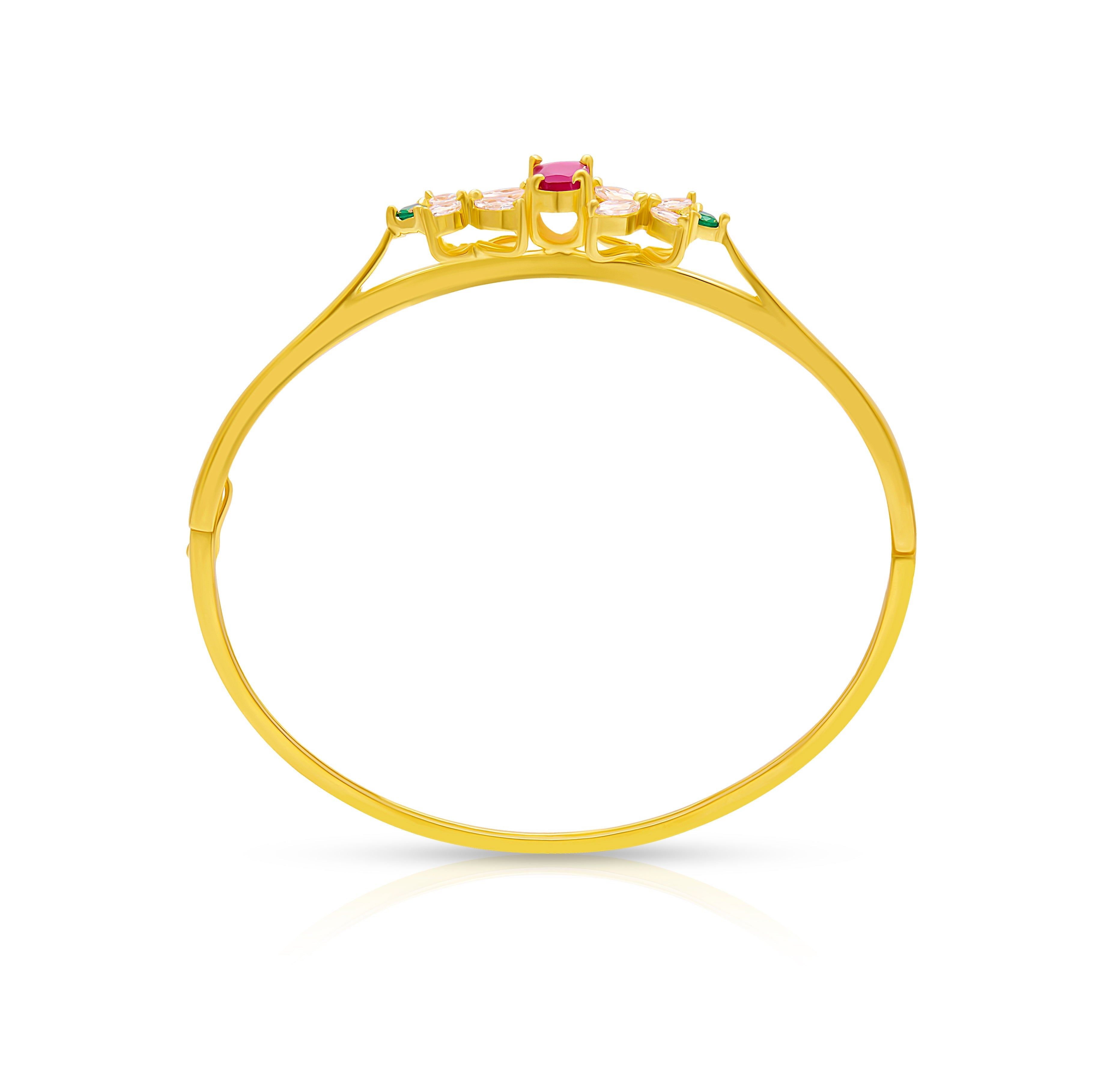 Graceful Gem-Studded Floral Gold Plated Bracelet