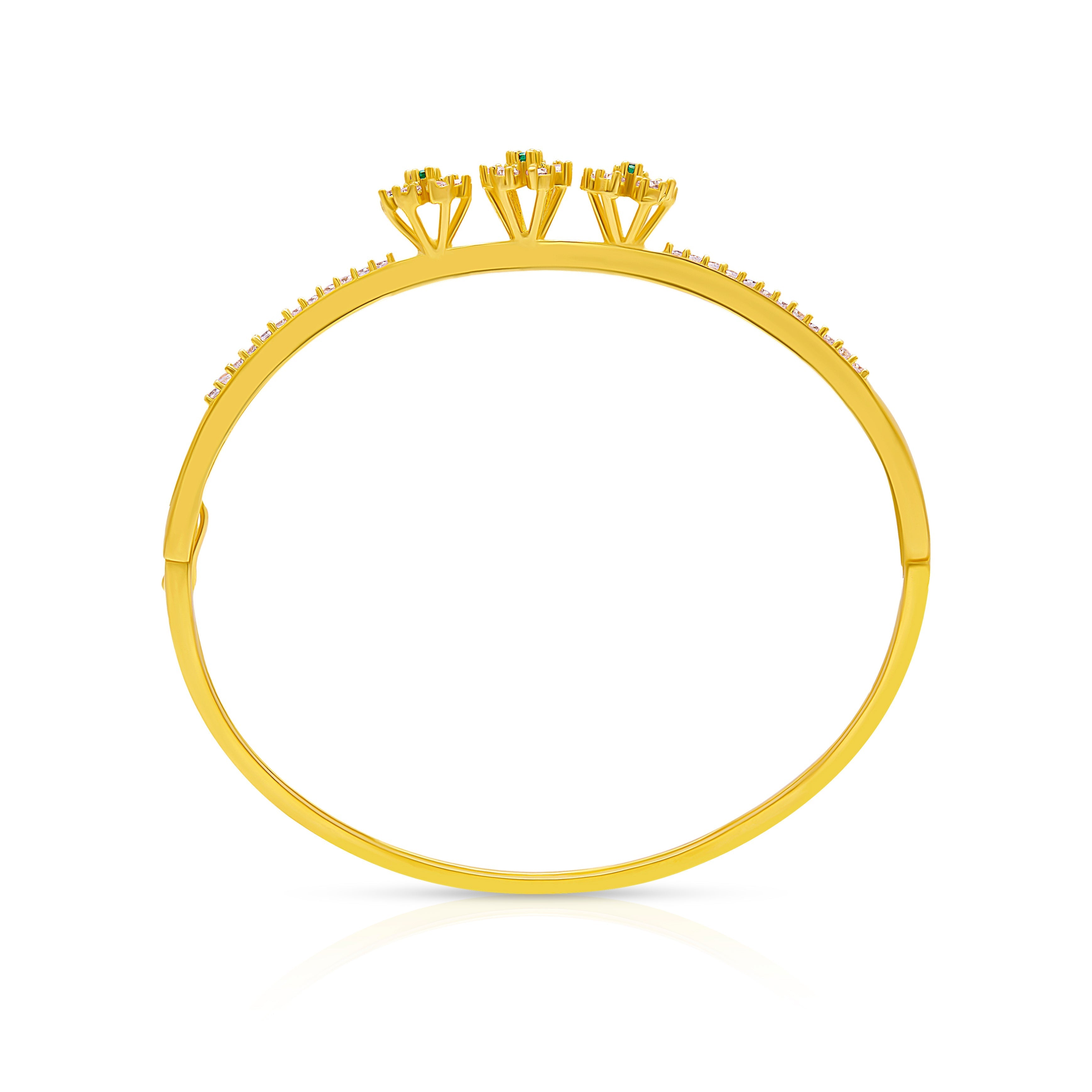 Charming Emerald-Studded Gold Plated Floral Bracelet