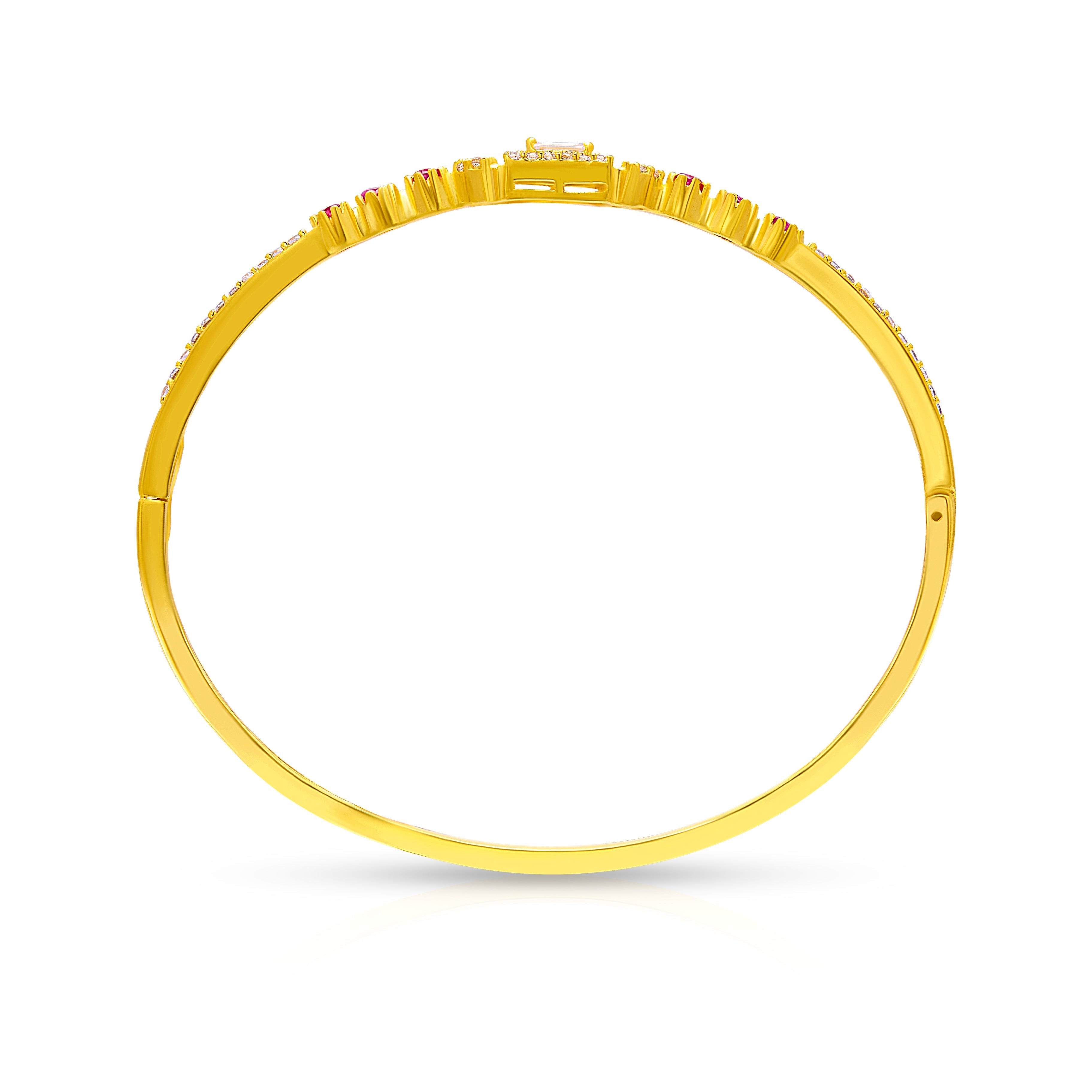 Classic Ruby-Studded Gold Plated Bracelet