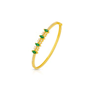Radiant Gold Plated Bracelet with Green Gem Accents