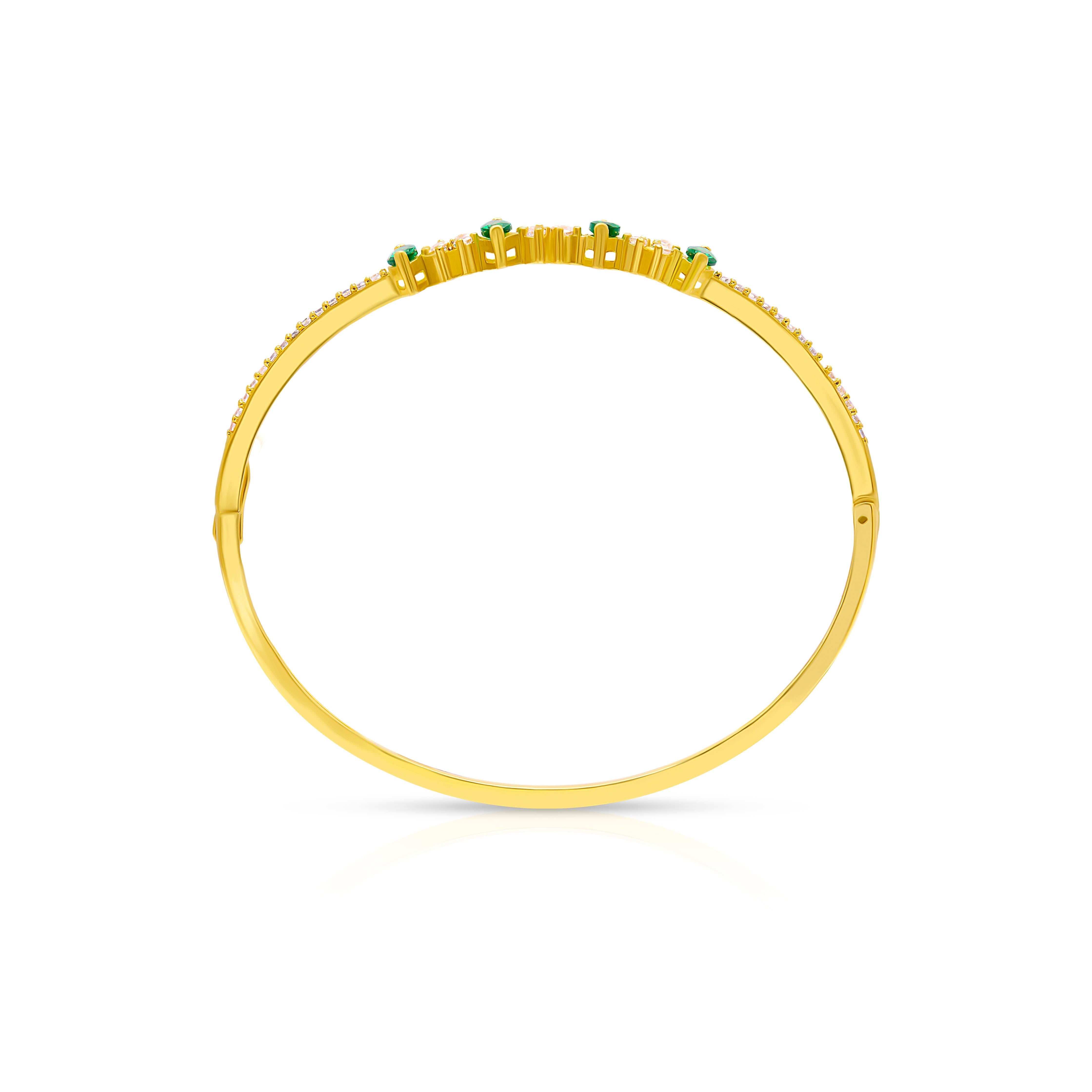 Radiant Gold Plated Bracelet with Green Gem Accents