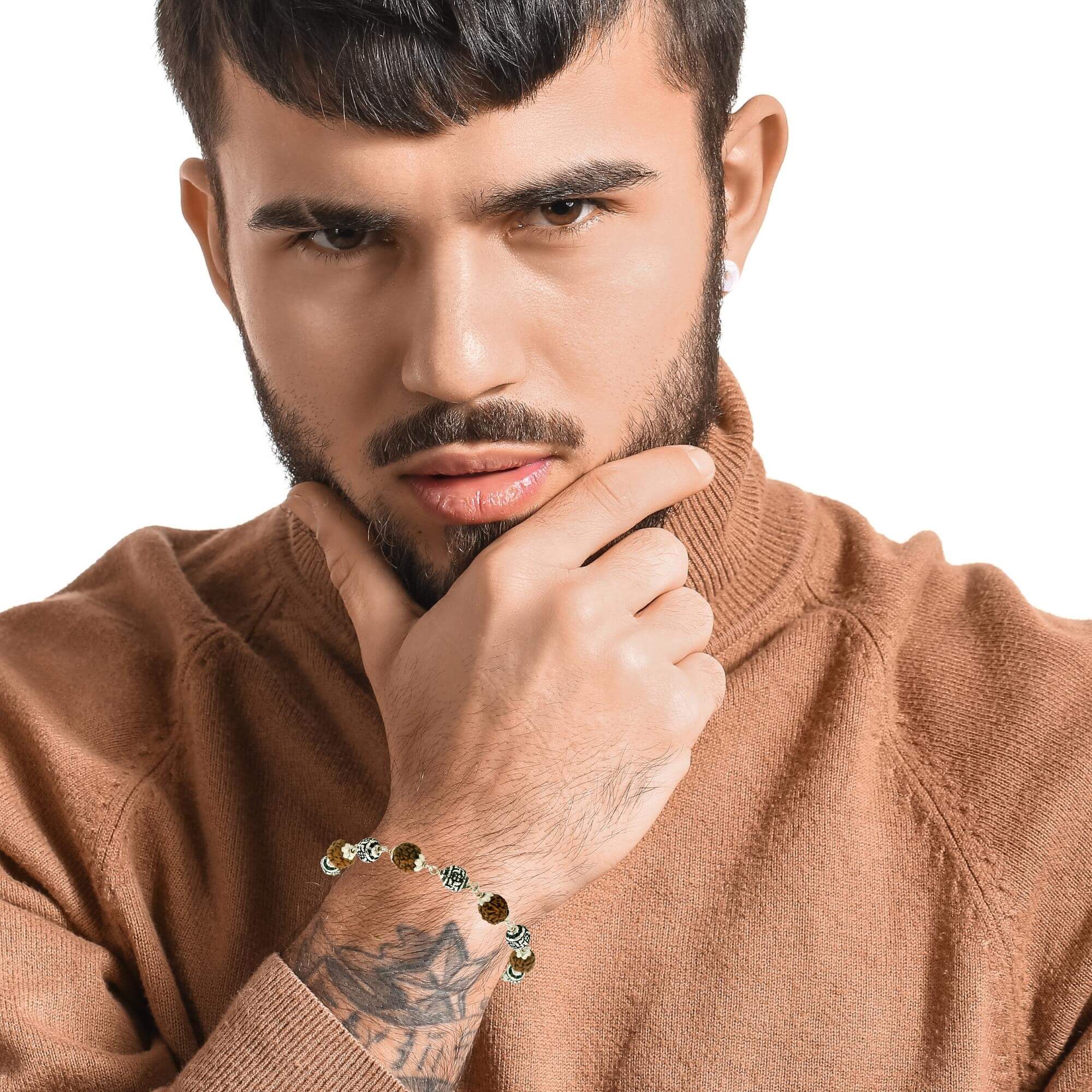 Rudrashk Glow Men Silver Bracelet