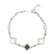 Minimal Floral Clover Silver Bracelet