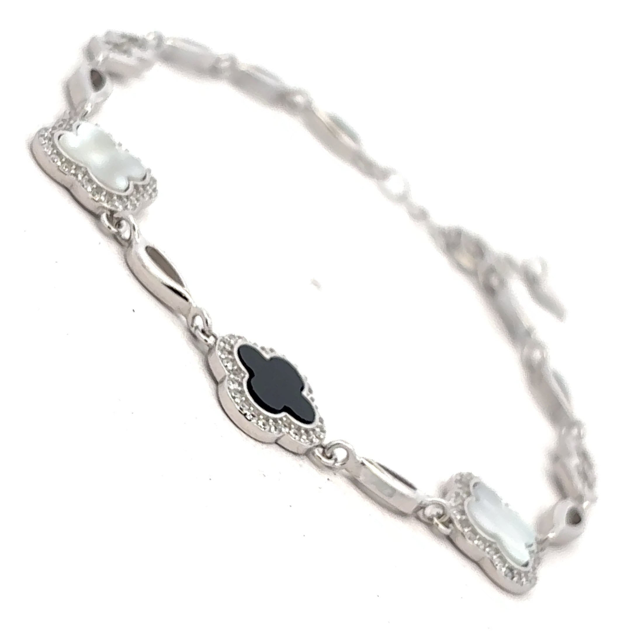 Minimal Floral Clover Silver Bracelet