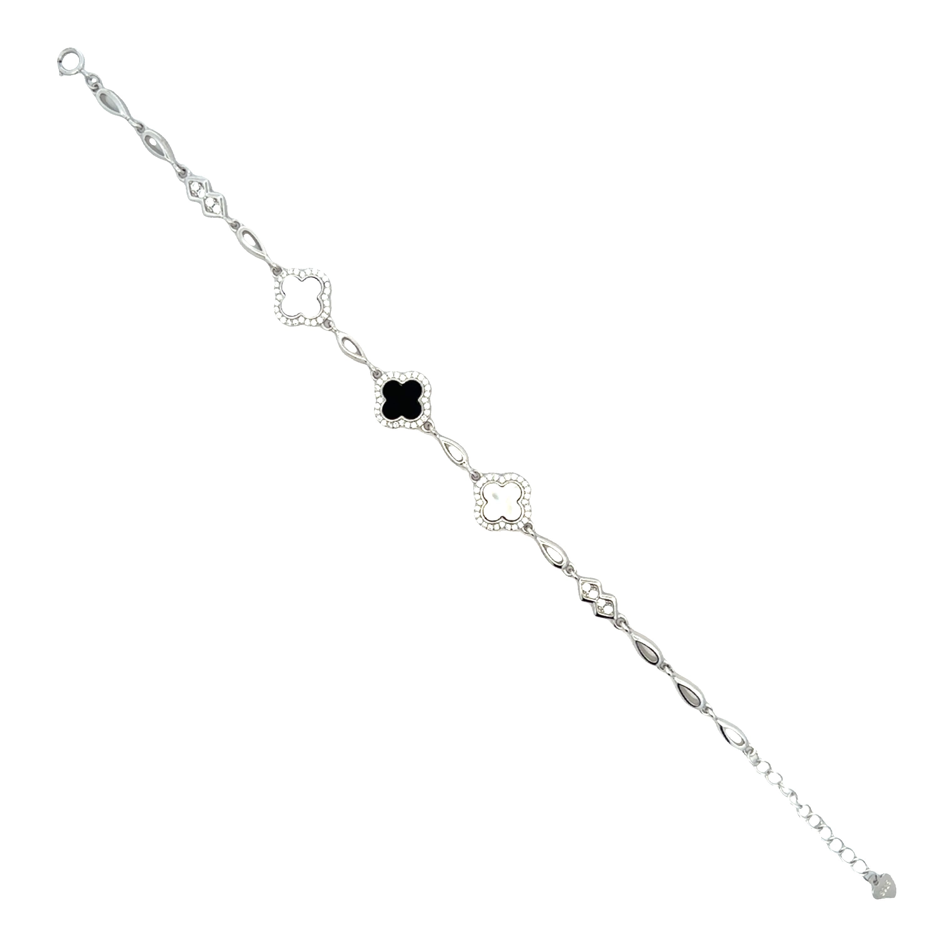 Minimal Floral Clover Silver Bracelet