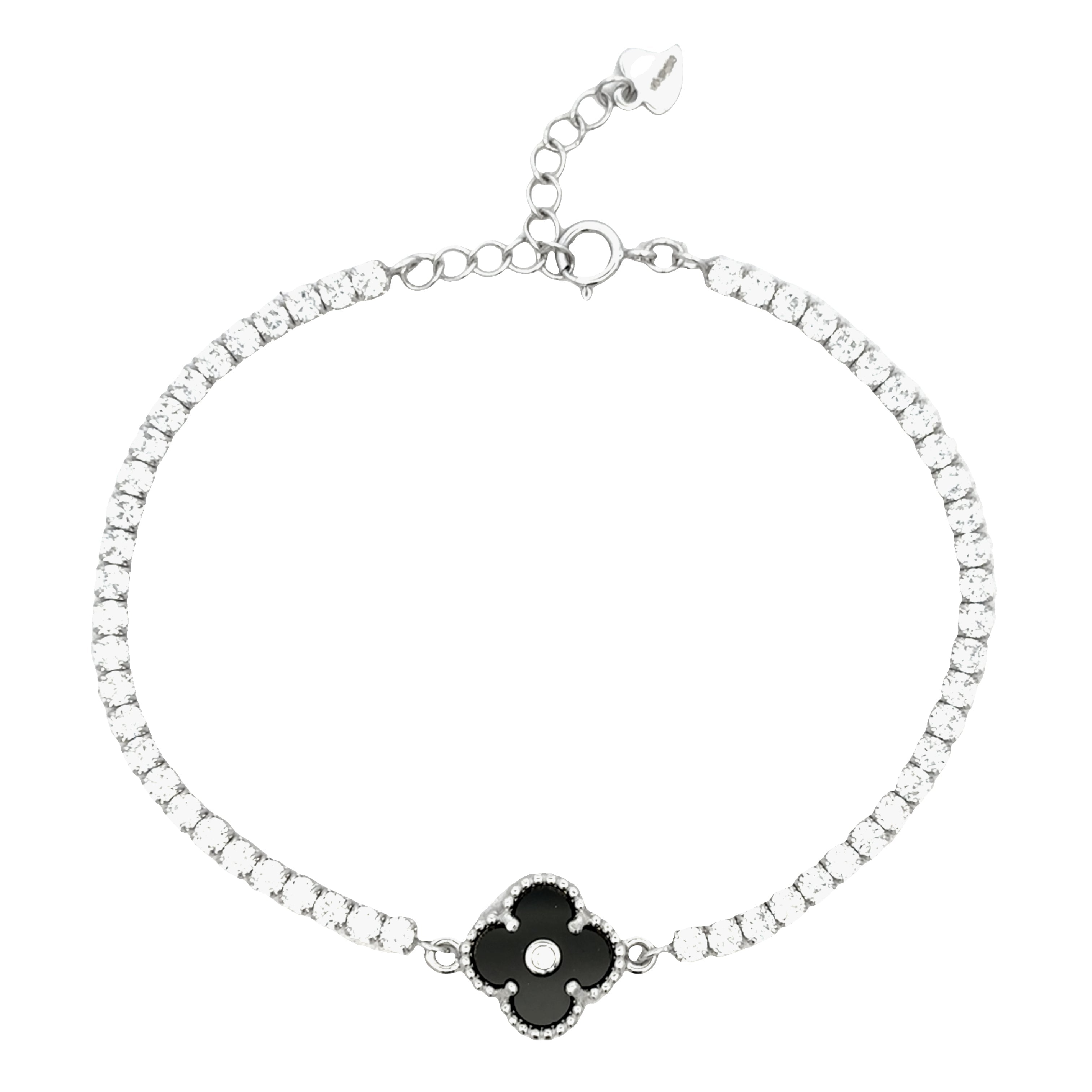 Tennis Bracelet with Black Clover