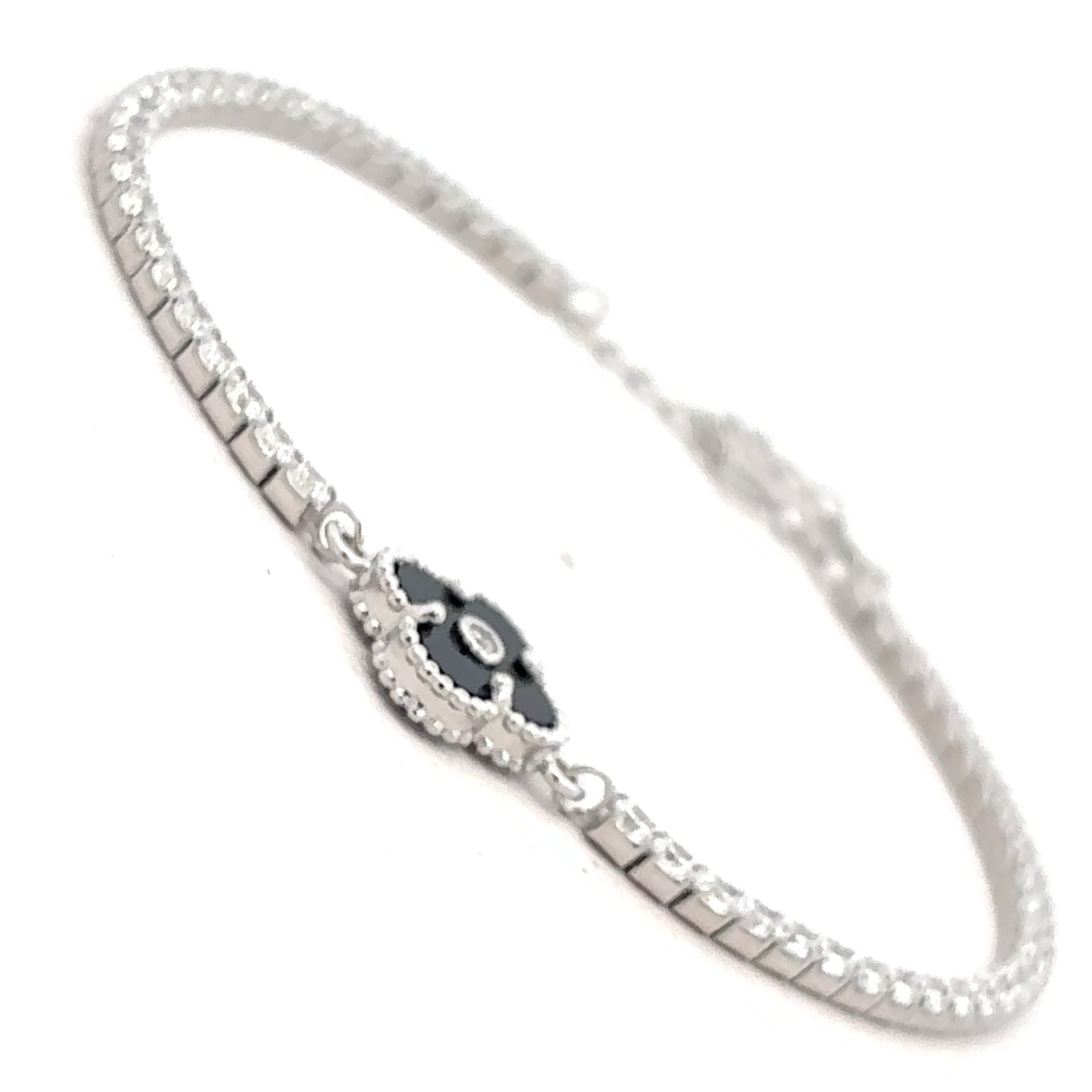 Tennis Bracelet with Black Clover