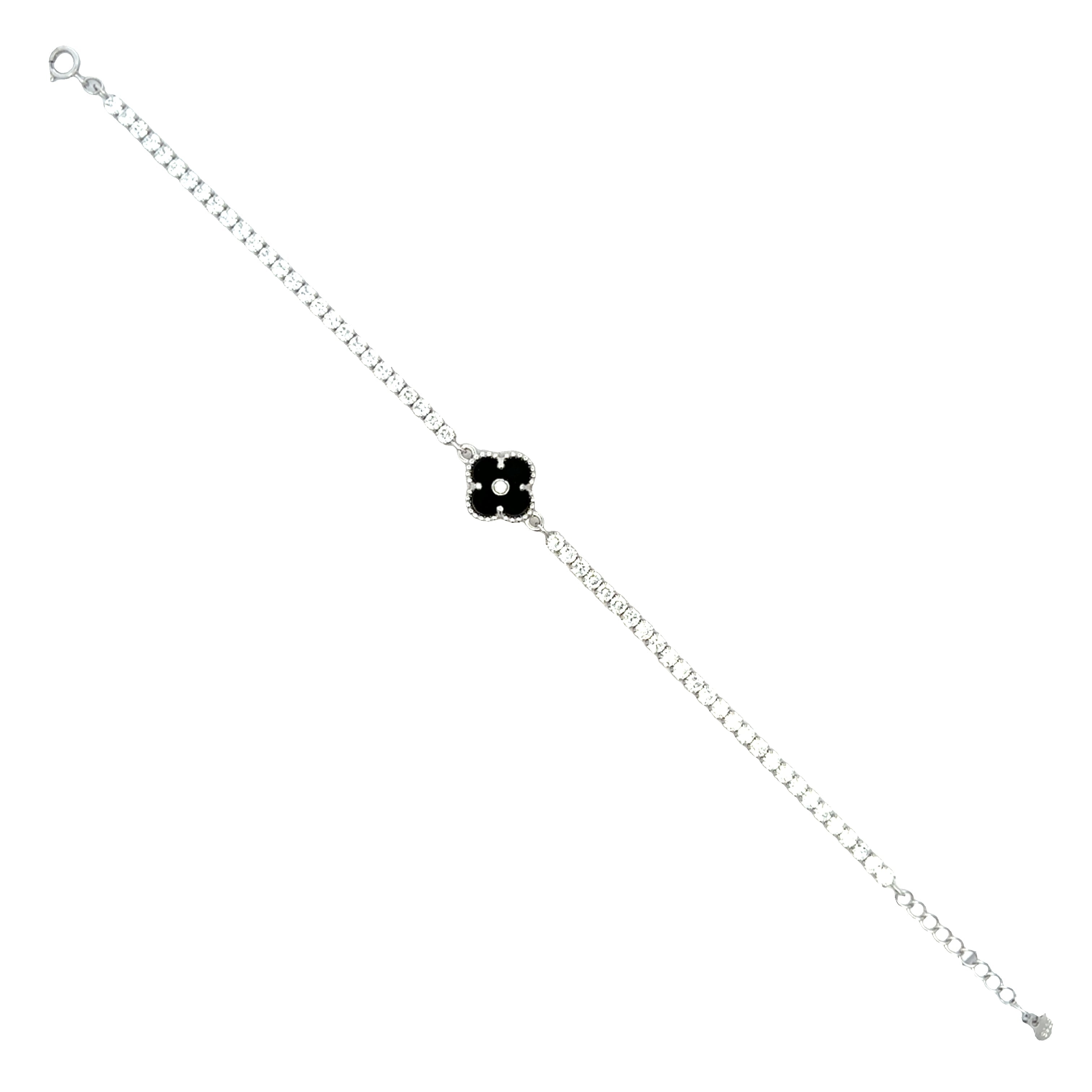 Tennis Bracelet with Black Clover