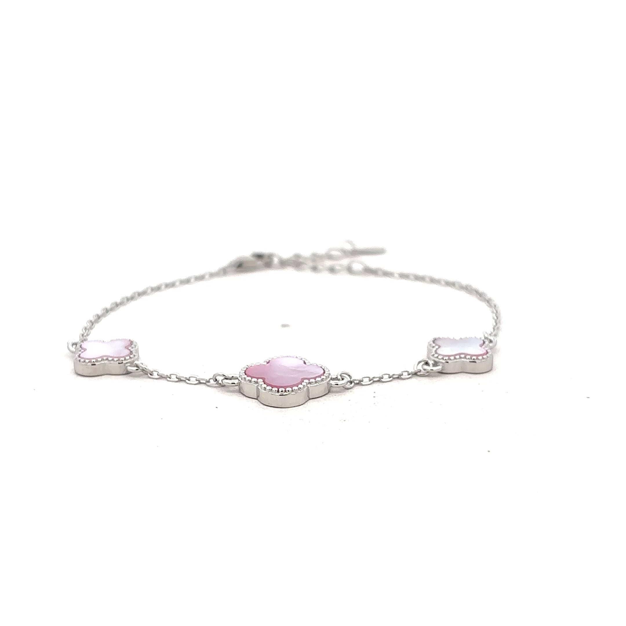 Dainty White Clover Bracelet