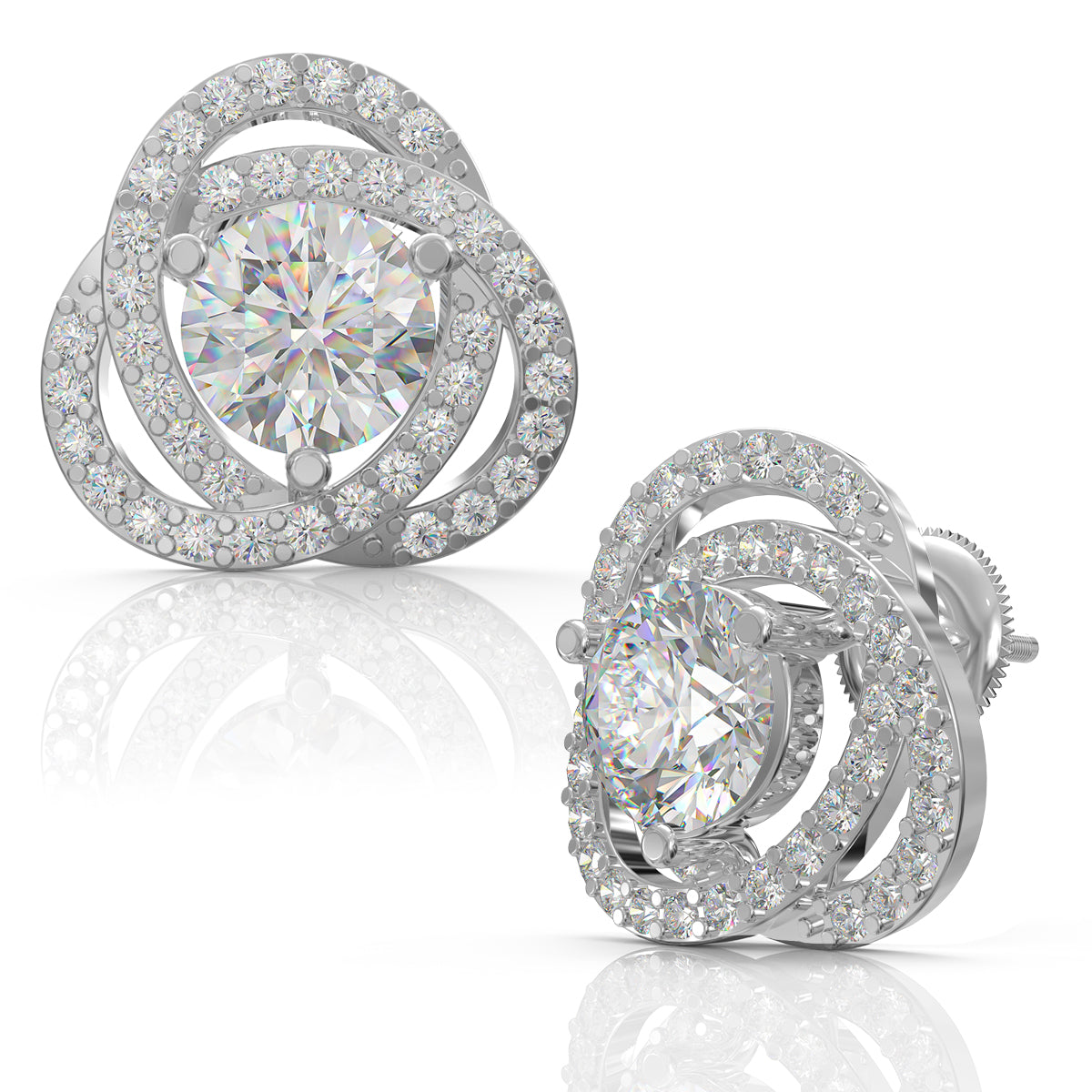 Twirling Illusion Silver Earrings