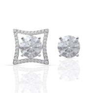 Square Frame Diamond Stud Earrings