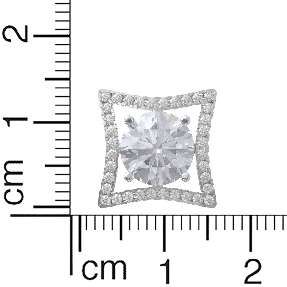 Square Frame Diamond Stud Earrings