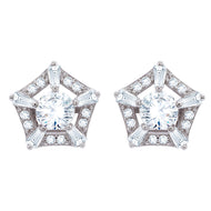 Sterling Silver Hexad Diamond Earrings