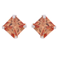 Silver Spessartine Rhombus Stud Earrings
