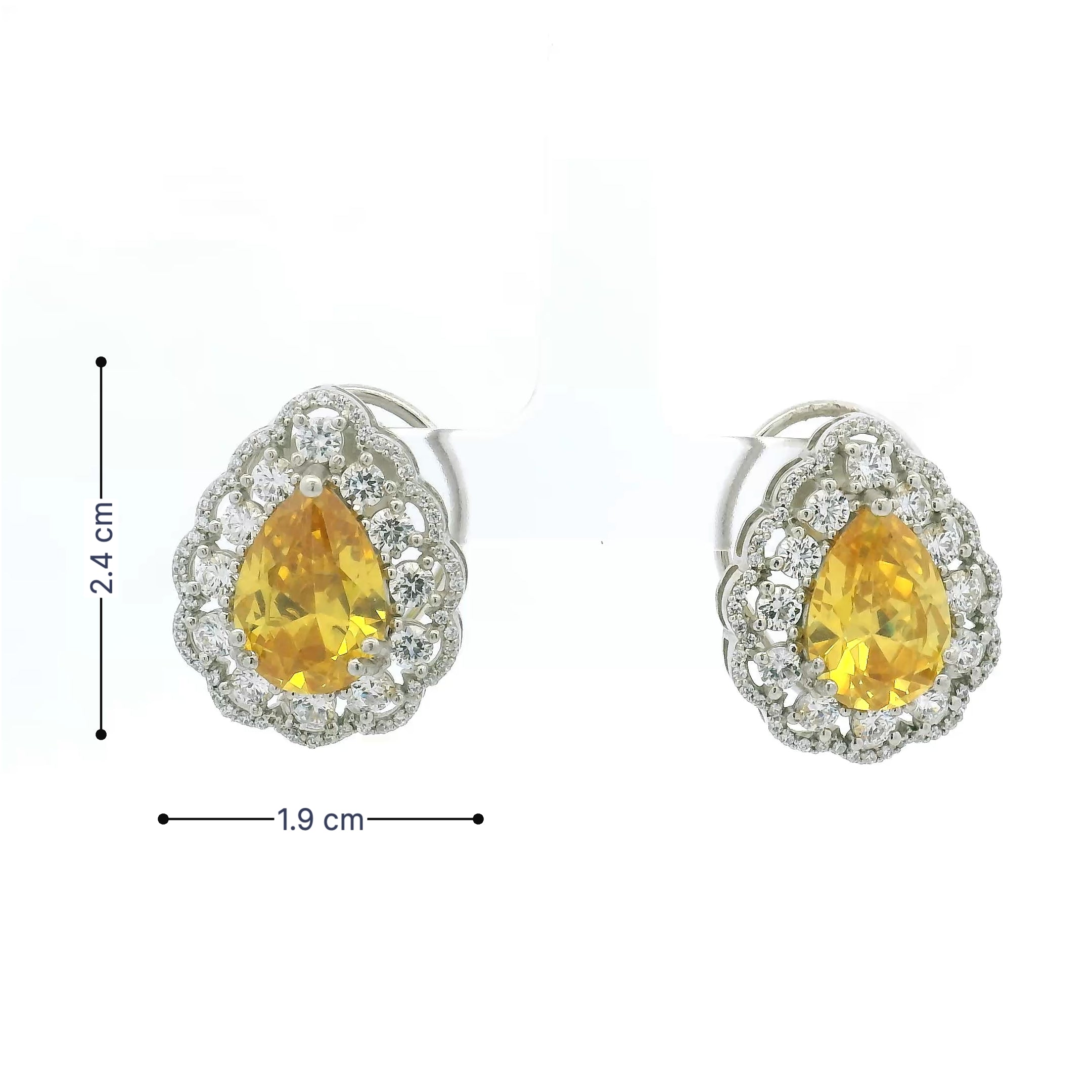 Stylish Yellow Teardrop Crystal Studs