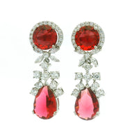 Glamorous Teardrop Ruby-Style Earrings in Sterling Silver