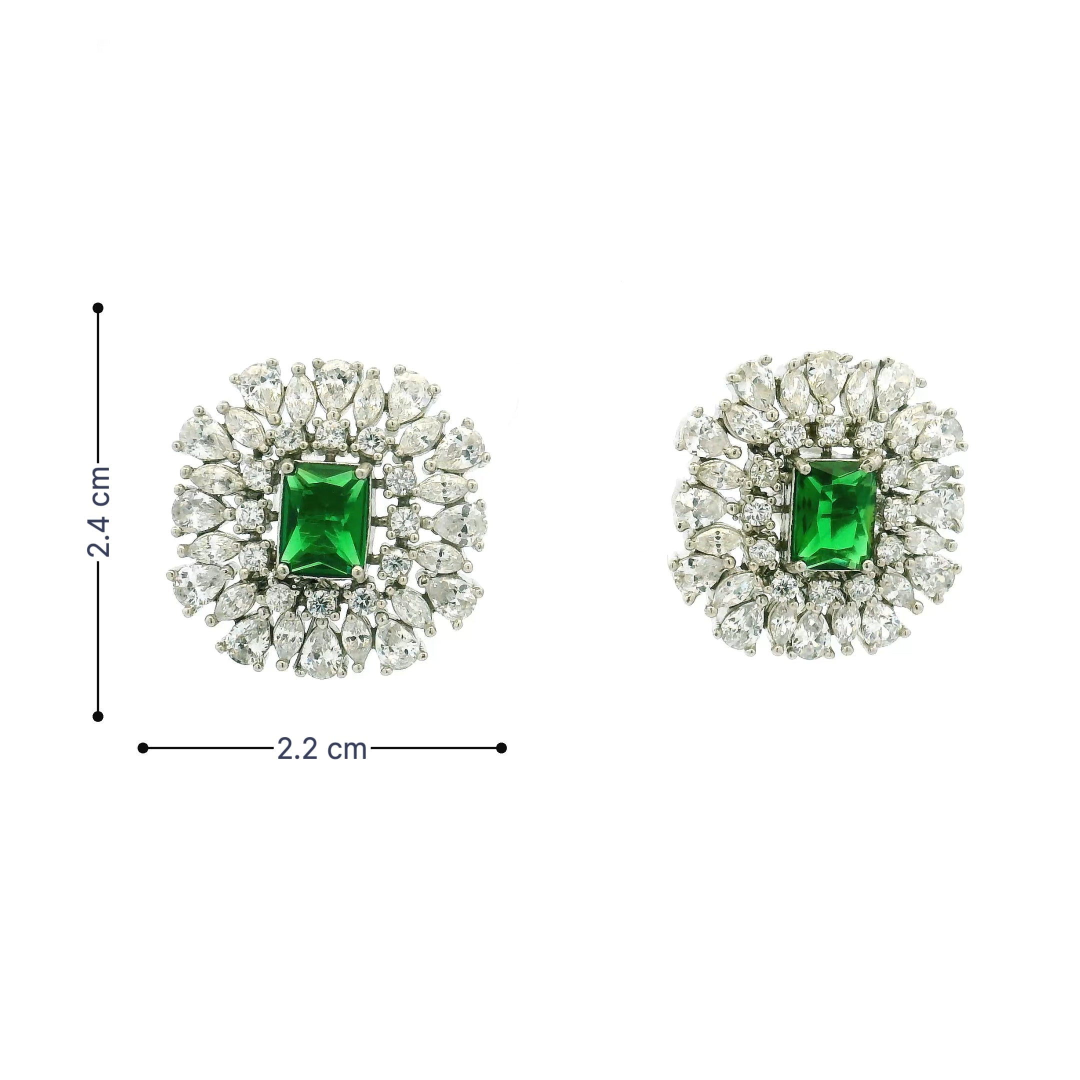 Elegant Green Crystal Halo Studs